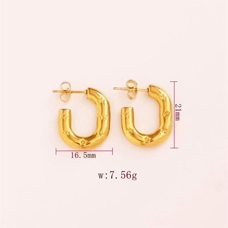 1 Pair Vintage Style U Shape Geometric Heart Shape Plating 304 Stainless Steel None 18K Gold Plated Hoop Earrings