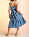 Lace-up Sling Dress Candy Color Stitching Solid Color Midi Dress