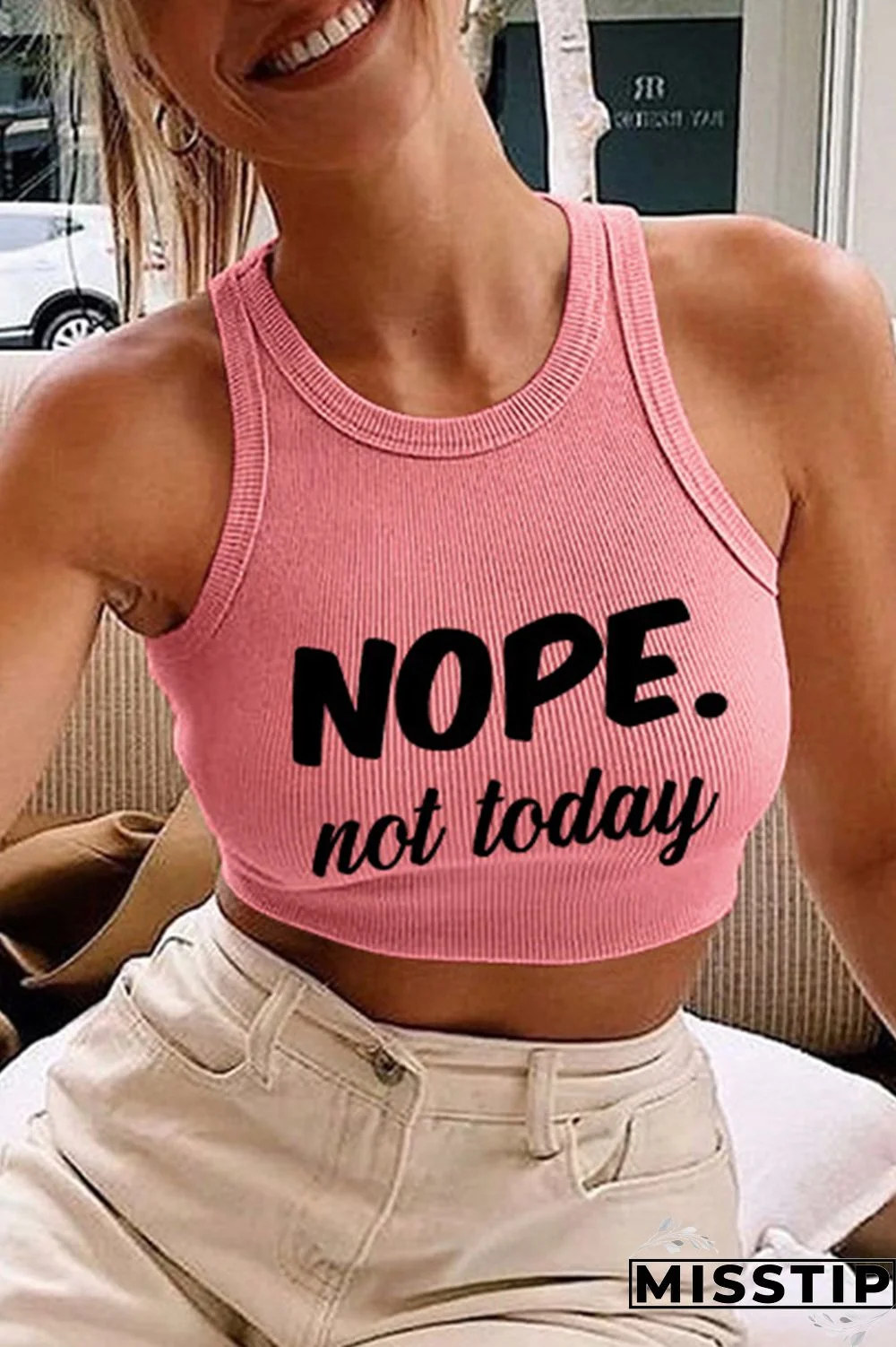 Black Casual Letter Print Basic O Neck Tops