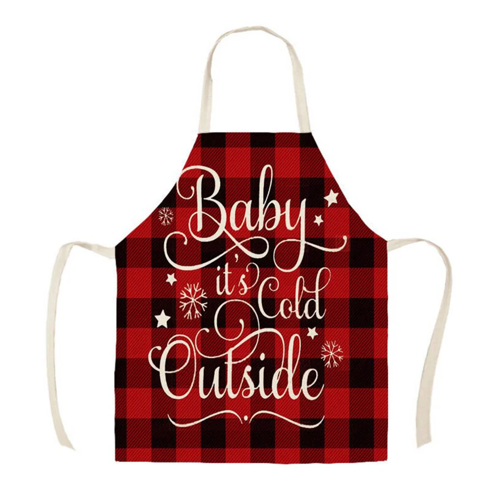 Linen Print Apron - Grid Tablier - 68x55cm
