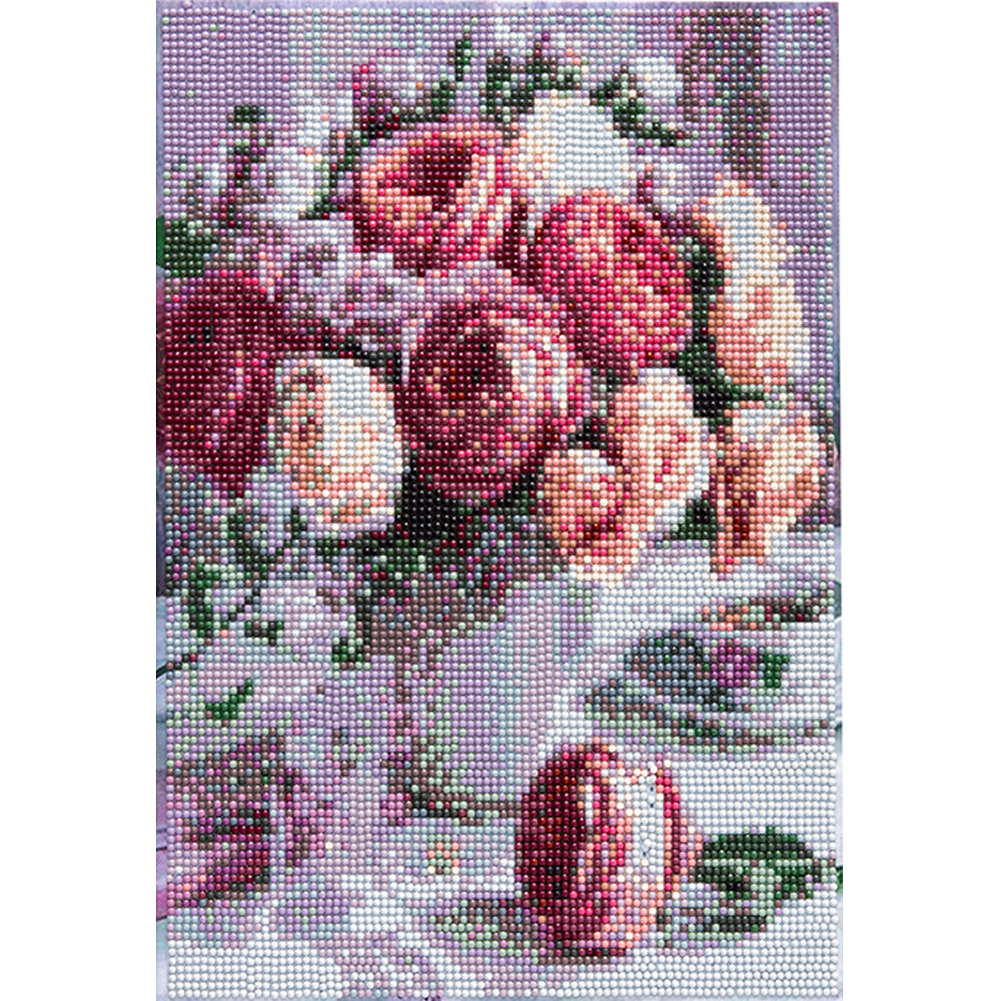 

25*30CM - Round Drill Diamond Painting - Red Rose (with frame), 501 Original