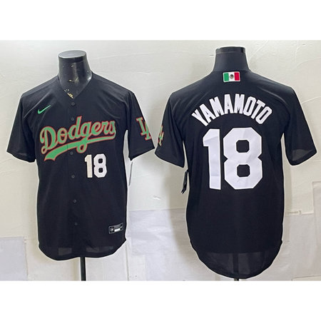 Youth Los Angeles Dodgers #18 Yoshinobu Yamamoto Black Mexico Jersey QNNF