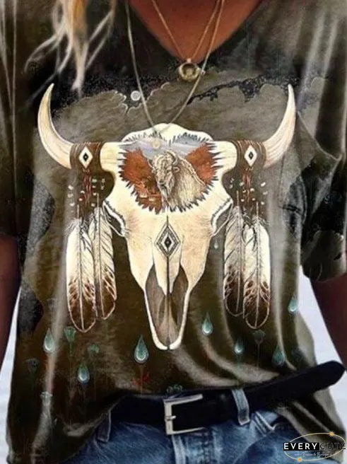 Native American Inspired V-Neck Tee
