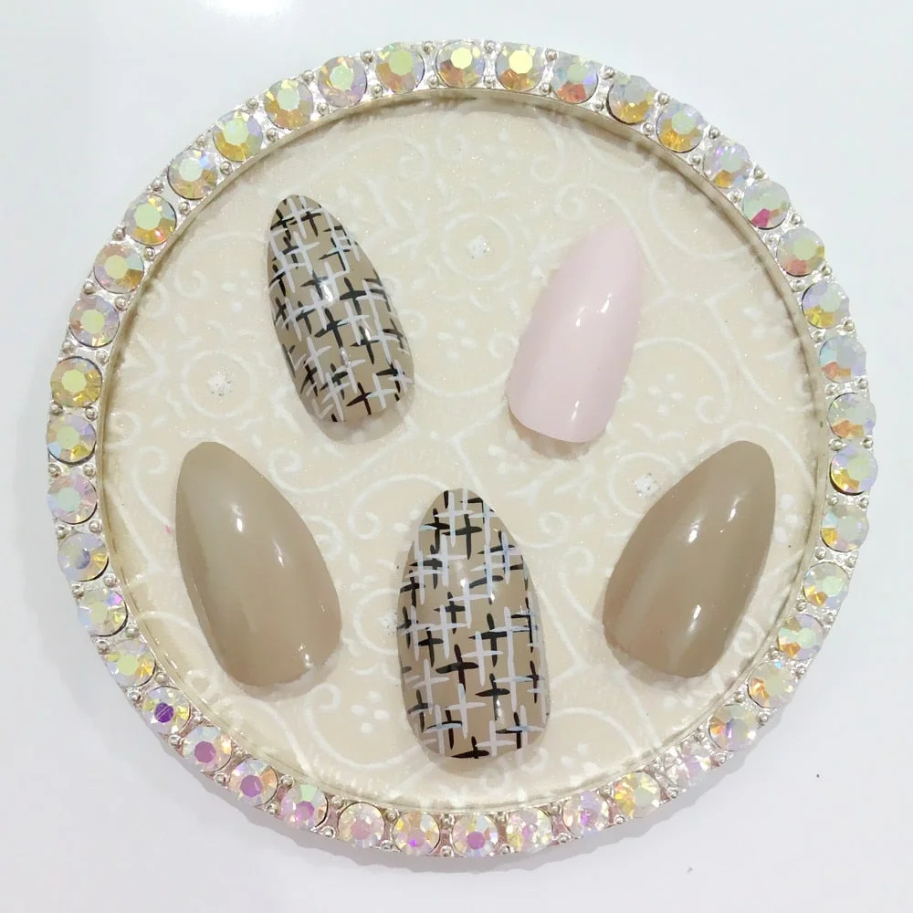 Dream Catcher Short Stiletto False Nails With Design Press On Artificial Fake Nails Tips DIY Full Cover Manicure Tool-Nail Inspo