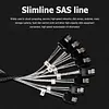 Slim Line SAS4.0 SFF-8654 8i to SATA 8 Ports 12Gbps 50cm Adapter Cable