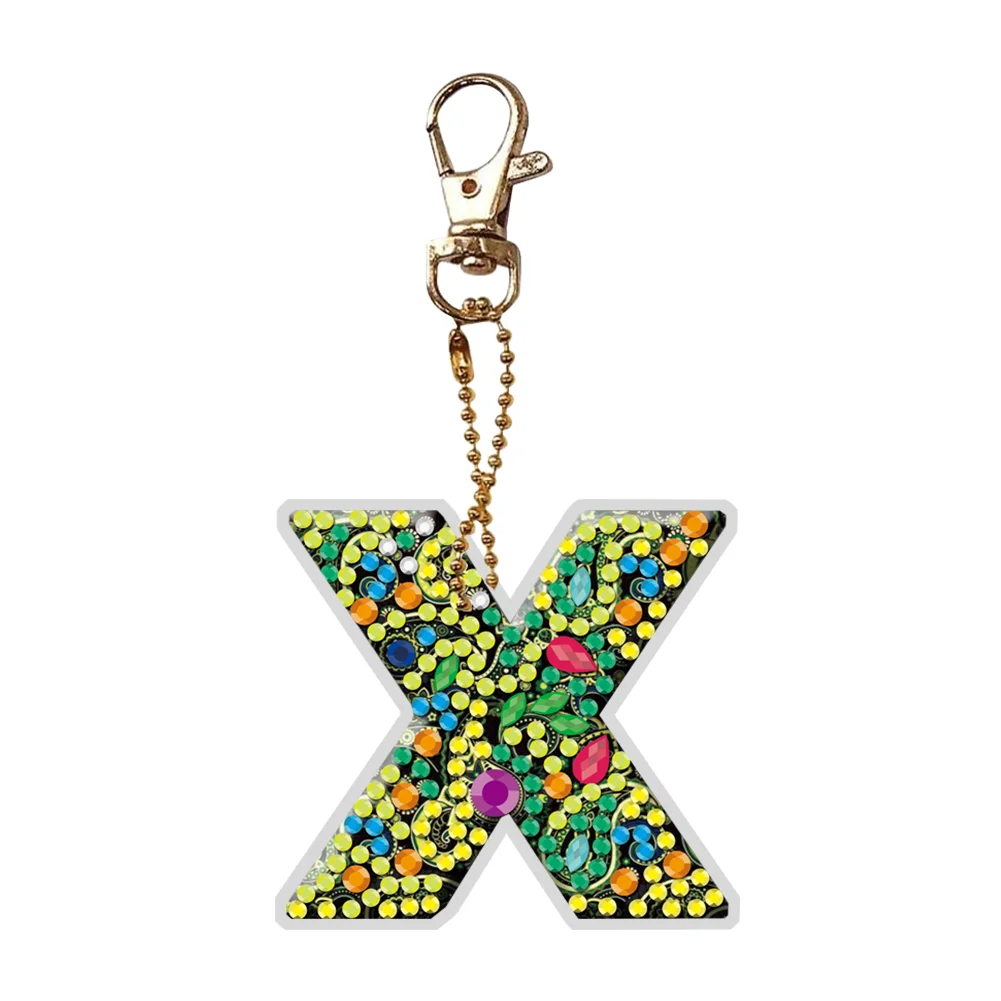 DIY Handmade Gem Keychains Letters Lady Bag Pendant