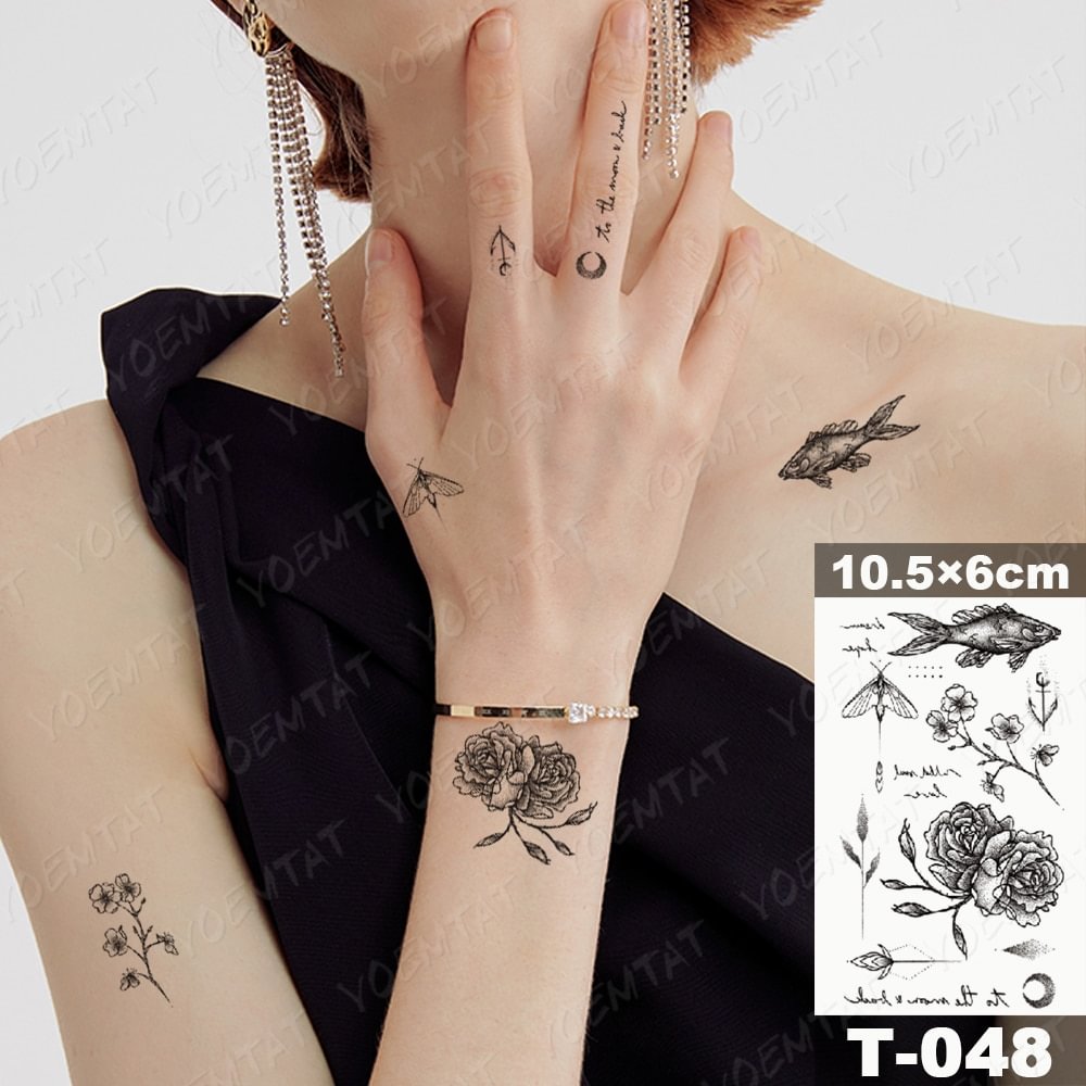 Gingf Temporary Tattoo Sticker Galaxy Universe Earth Sun Stars Black Line Flash Tatto Arm Body Art Fake Tattoos Women Men