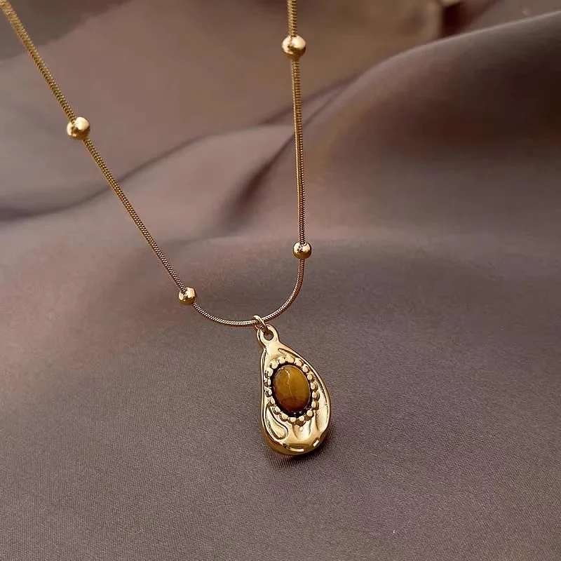 Cat's Eye Gold-Plated Necklace Earrings