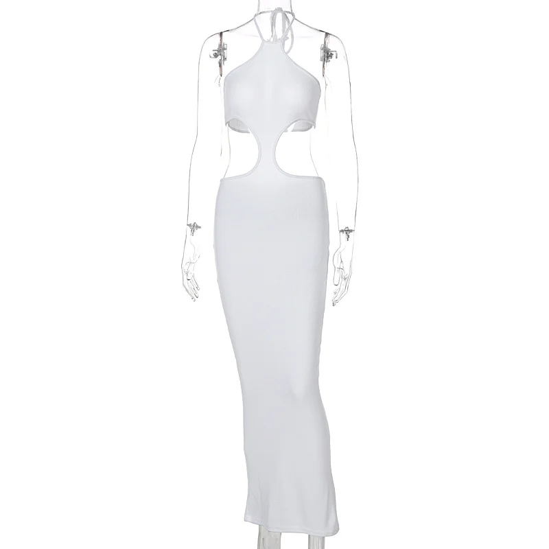 2023 Sleeveless Hollow Out Backless Slip  Maxi Dress Summer Women Fashion Streetwear  Clothing