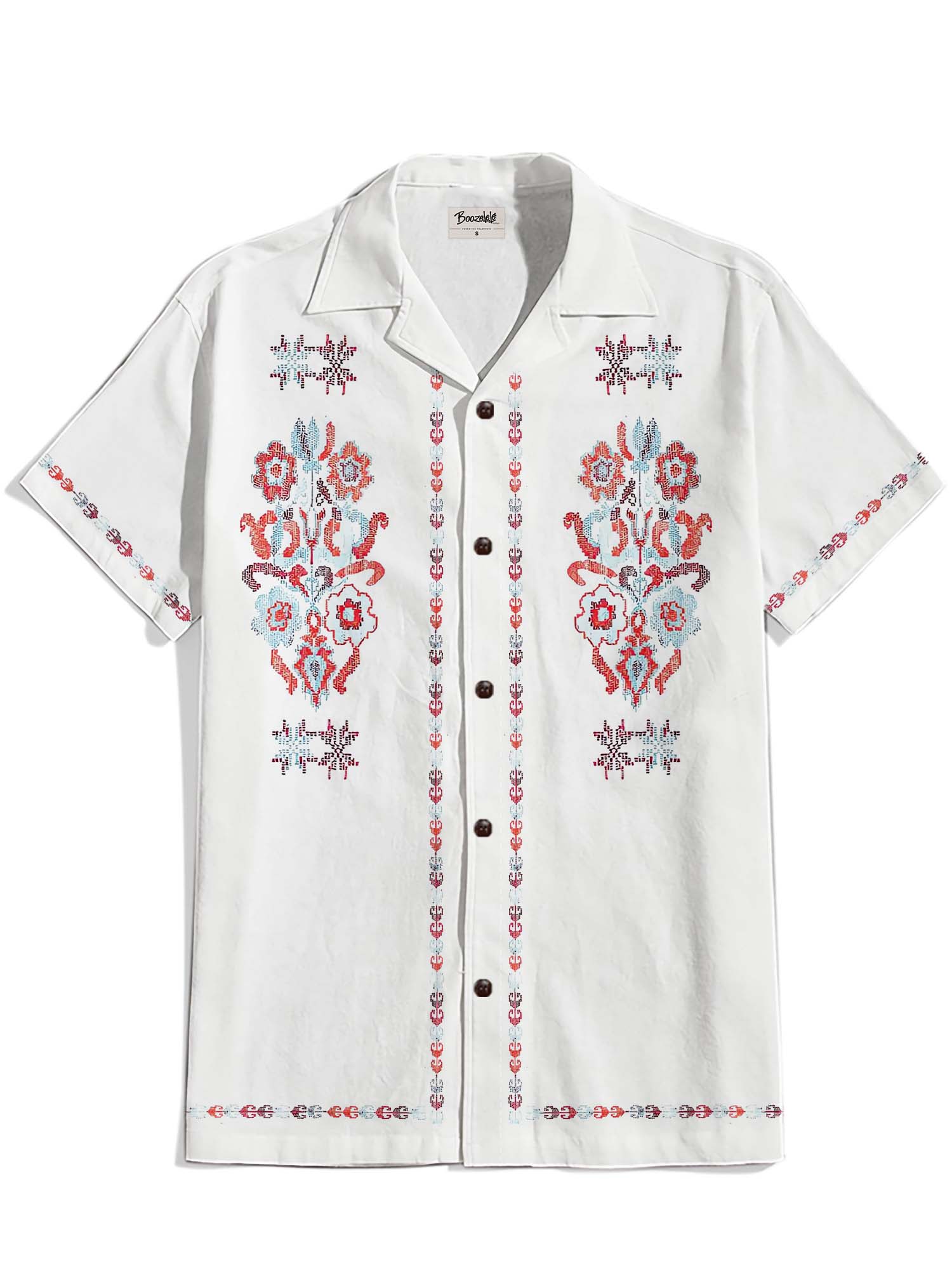 Vintage Flower - 100% Cotton Cuban Collar Shirt