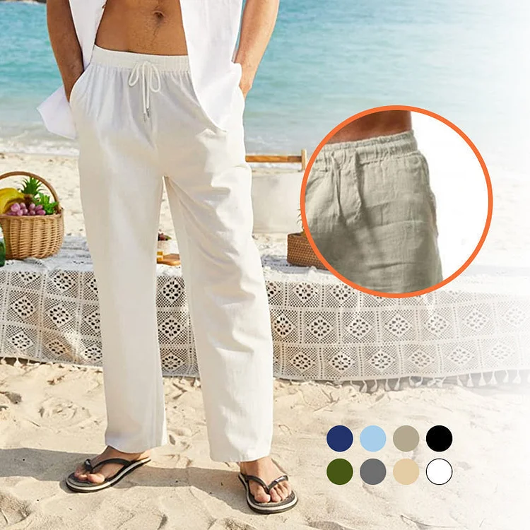 Cotton Linen Breathable Solid Color Pants