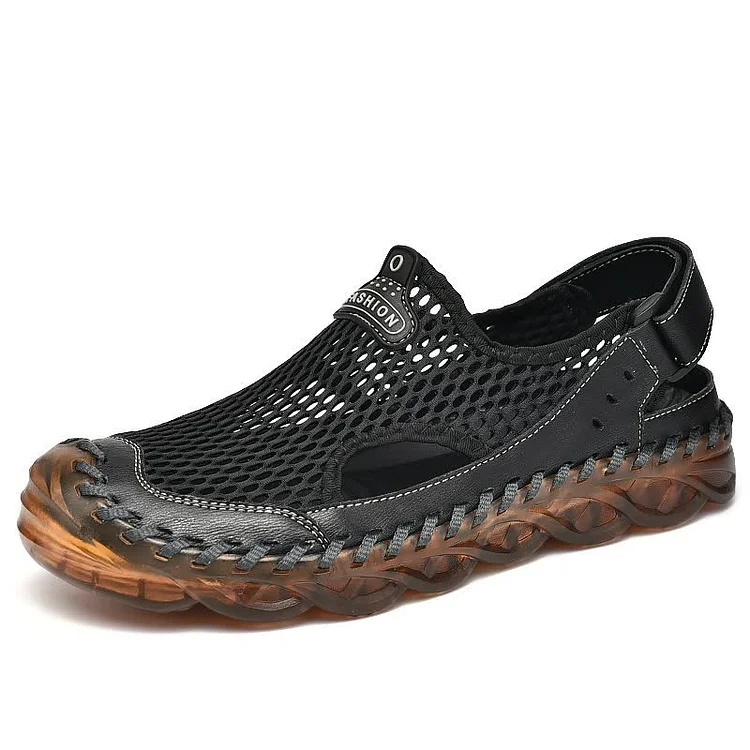 Summer Mesh Surface Breathable Beach Wading And Upstream Leisure Sandals Hand-sewn Large Size Men's Shoes  Stunahome.com