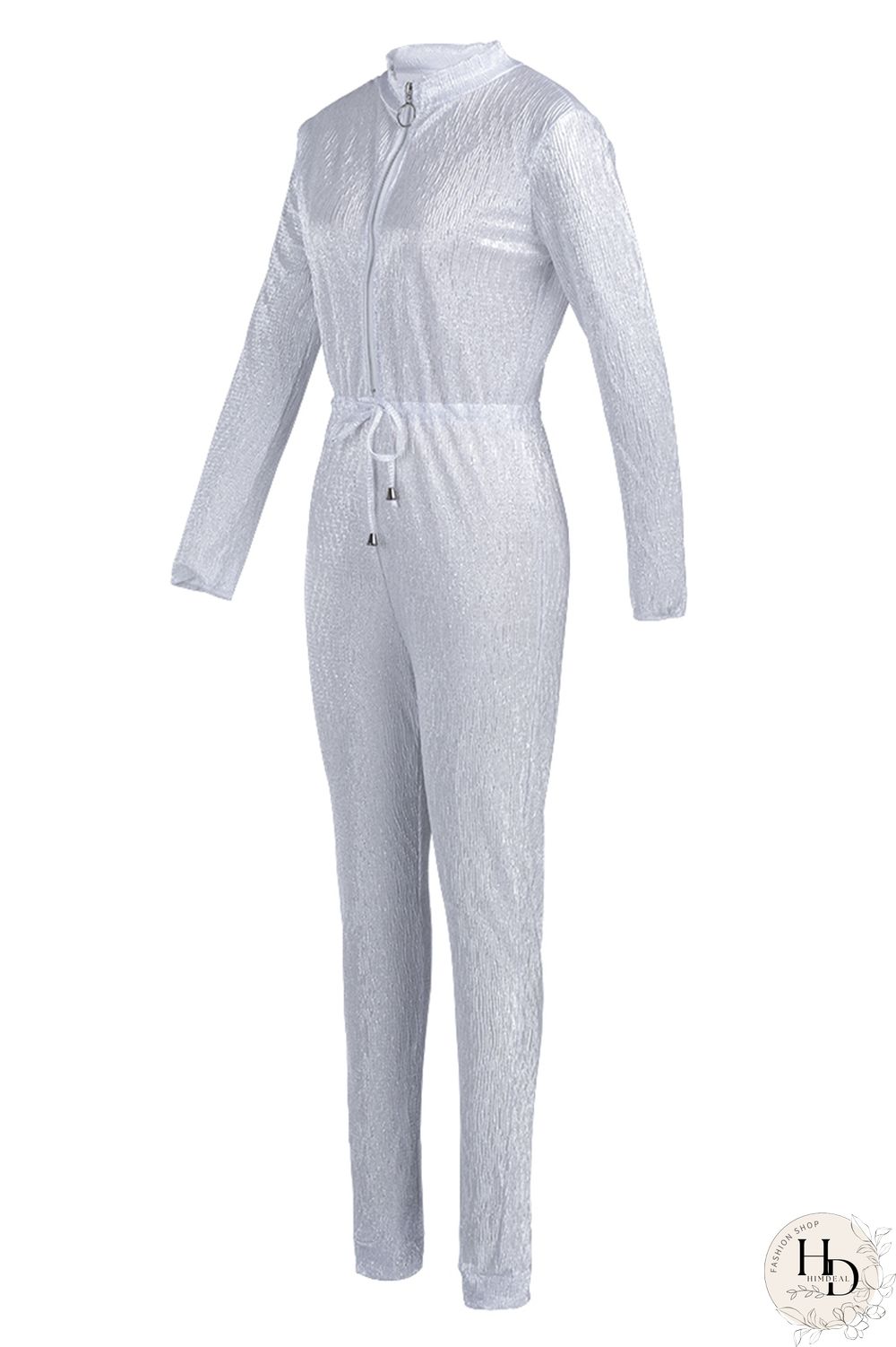 Black Trendy Zipper Design Blending One-piece Jumpsuit