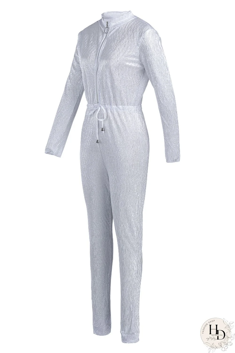 Black Trendy Zipper Design Blending One-piece Jumpsuit