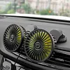 F404 USB Car Fan Dual Head Powerful 3-Speed Dashboard Fan for Truck Vehicle