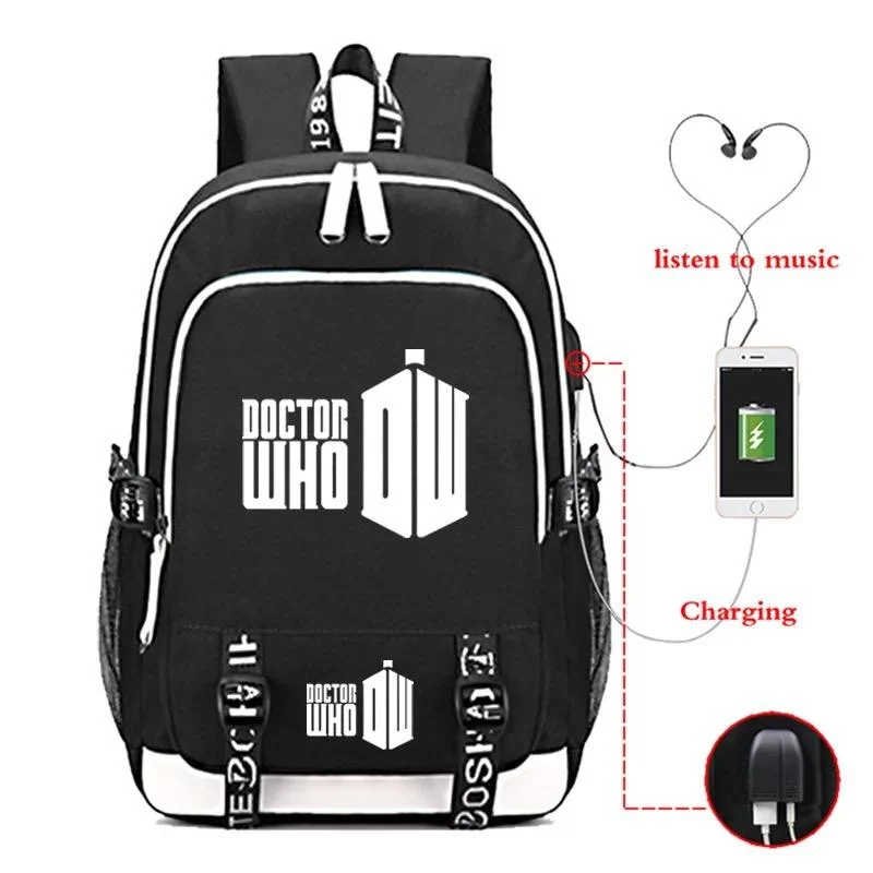 Buzzdaisy Doctor Who #1 USB Charging Backpack School Note Book Laptop Travel Bags