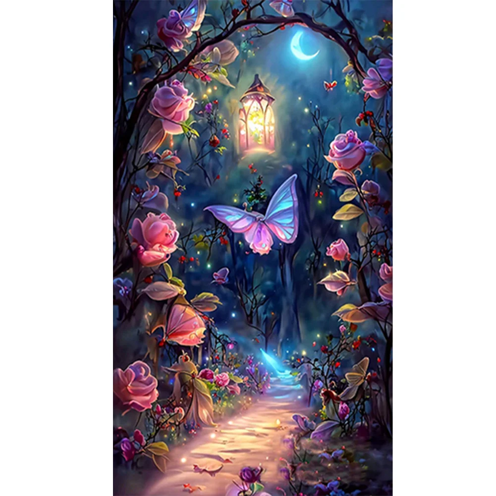 Full Round Diamond Painting - Butterfly Rose Forest(40*70cm)