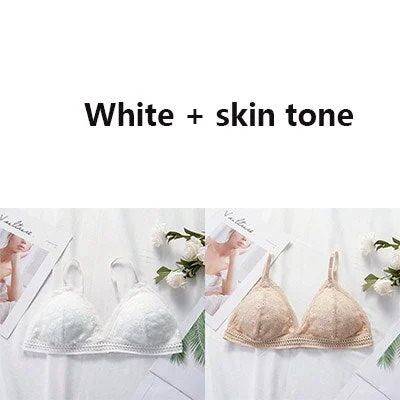 Lace bra, women's panties, triangle cut, lingerie, V-shaped wireless underwear, soft and thin seamless 1/2 piece bra, 2021