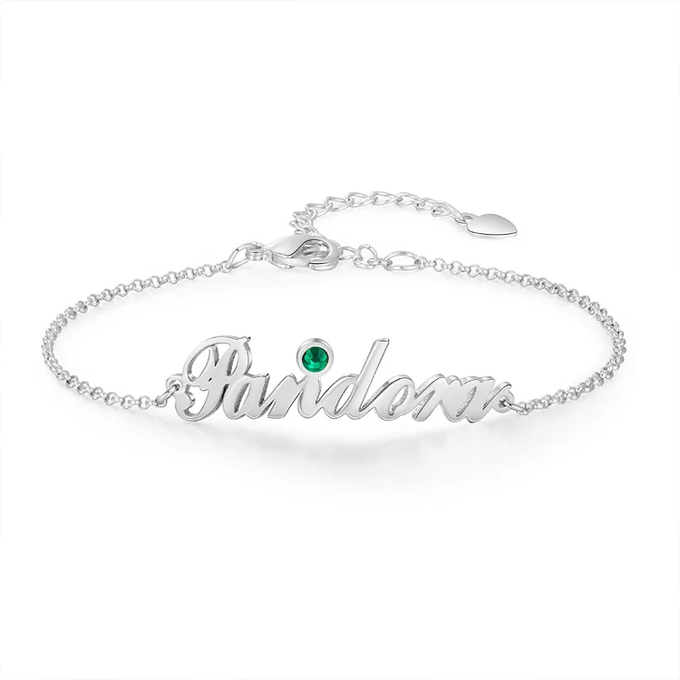 Personalized Name Bracelets with Birthstone Gift For Her