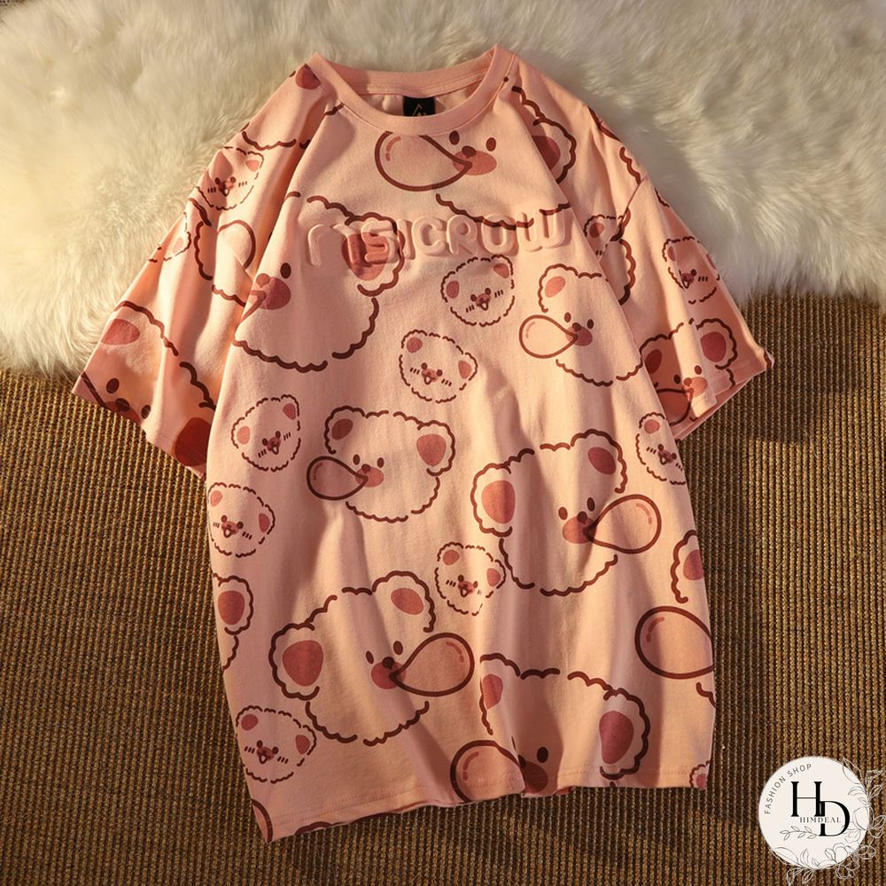 Unisex American Hiphop Bear Short Sleeve T-Shirt