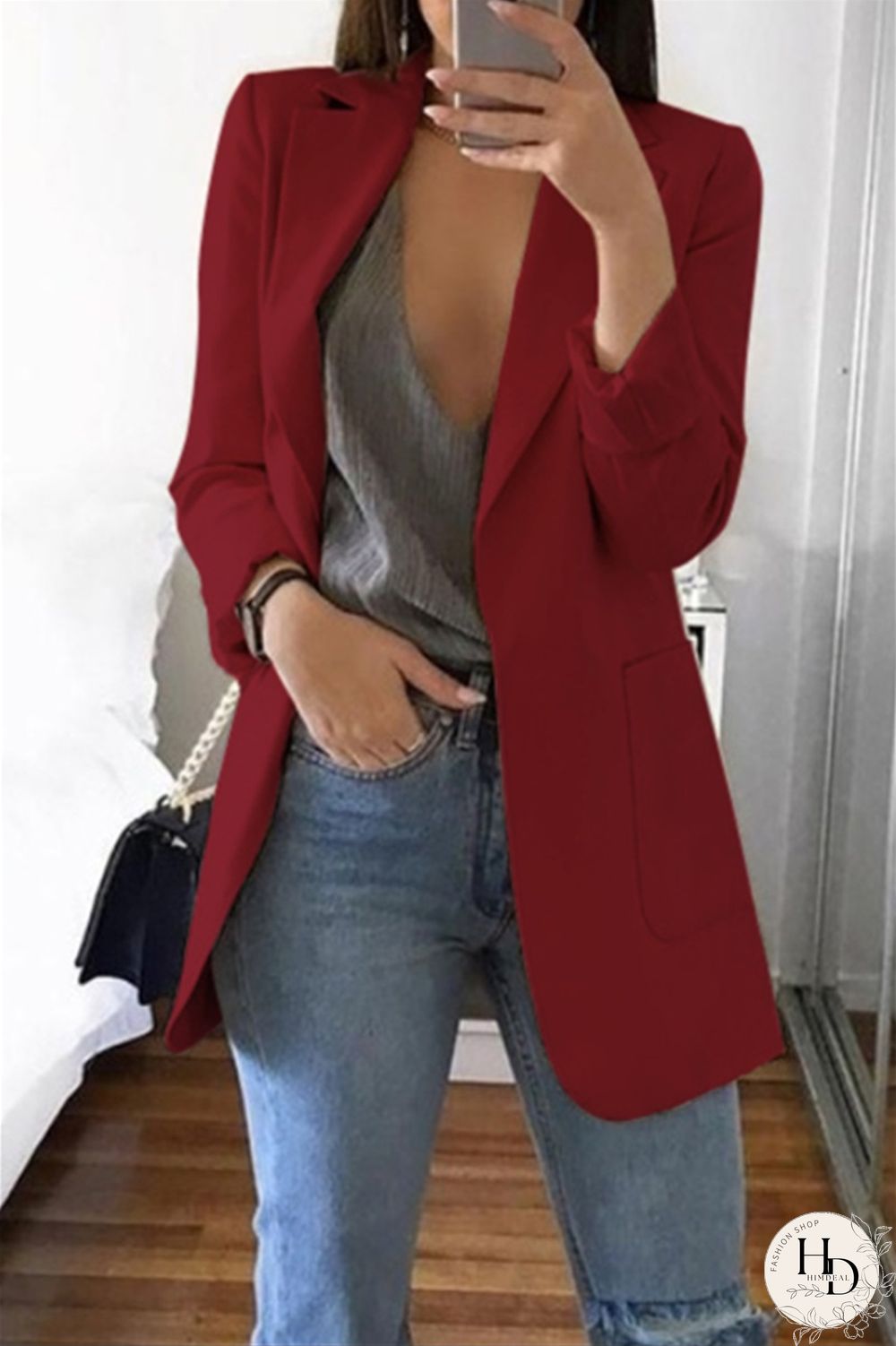 Black Casual Long Sleeves Suit Jacket