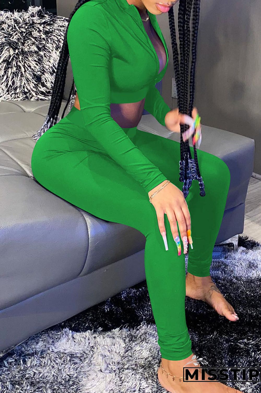 Deep Red Casual Sportswear Solid Patchwork Zipper Long Sleeve Two Pieces