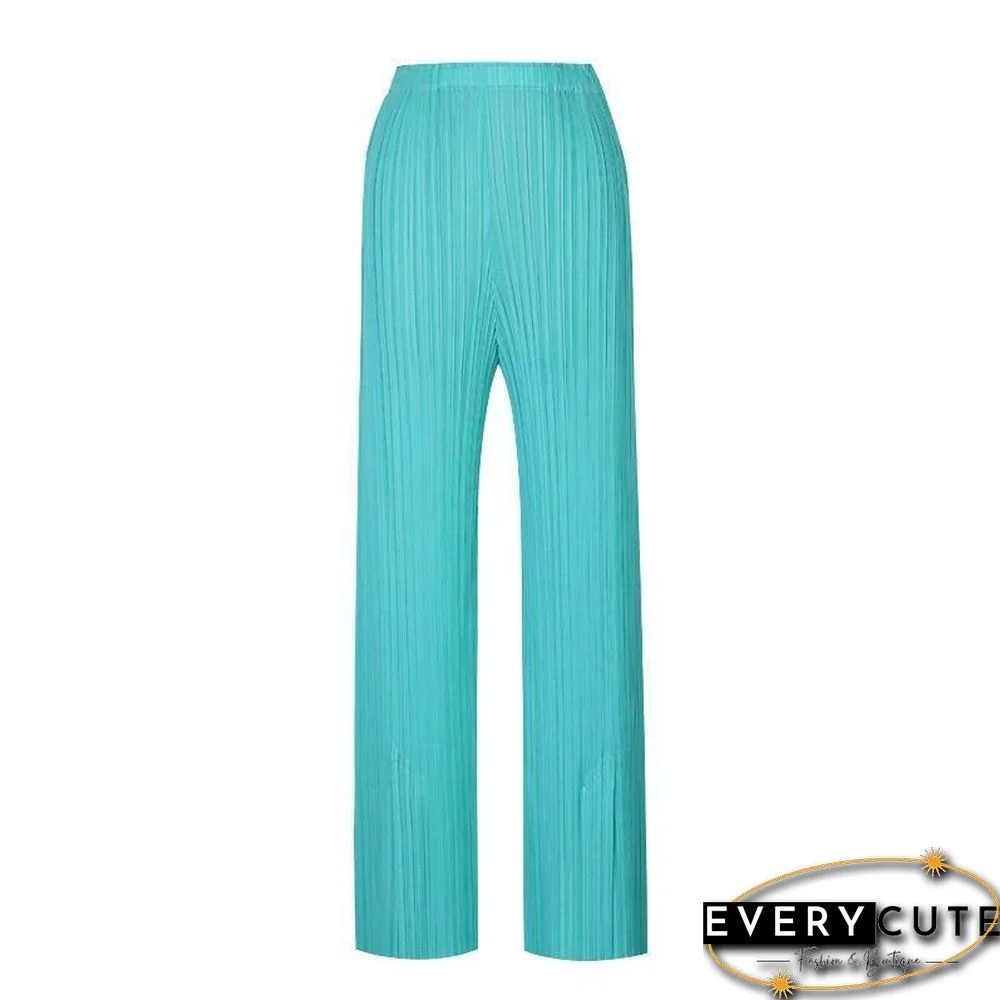 summer autumn casual split aesthetic black pants women's simple loose stretch pleated trousers straight trousers