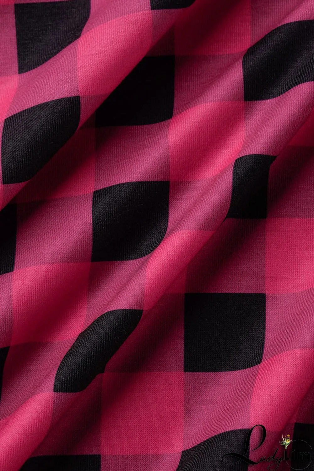 Black Casual Plaid Print Zipper Collar Straight Plus Size Dresses