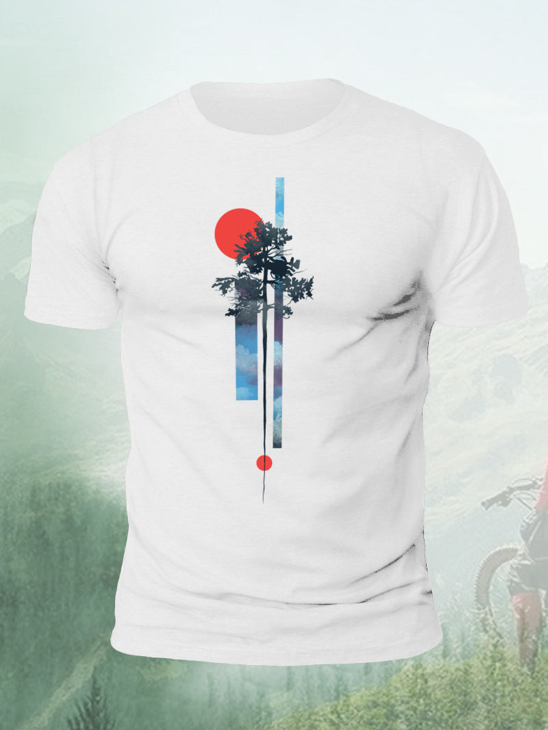 Men's Abstract Natural Short-Sleeved Shirt