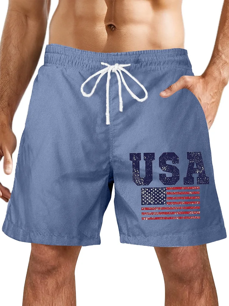 Men's Summer Beach Flag Print Shorts