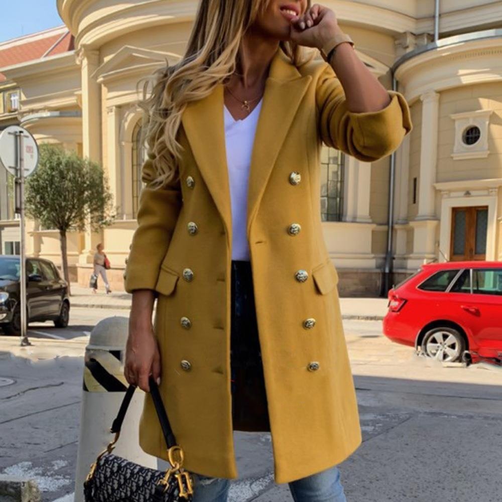 Winter Double Breasted Lapel Slim Coat Women's Trench