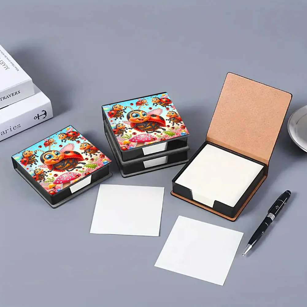 PU Insects Diamond Painting Notecard Box with Papers for DIY Art Craft