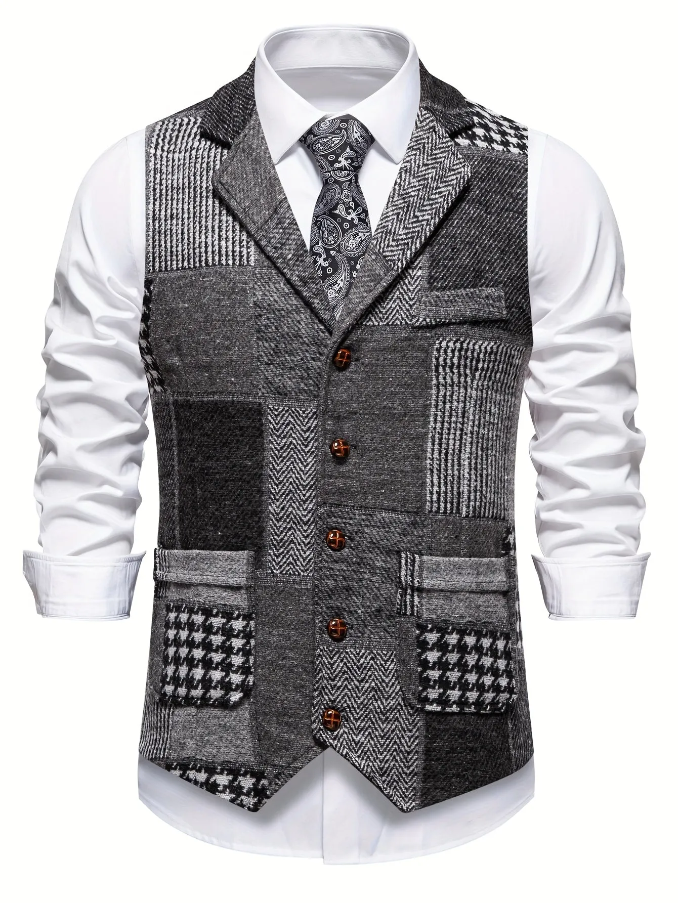 Men's Heritage Tweed Gilet &ndash; Herringbone Waistcoat for Smart Occasions &ndash; view 2