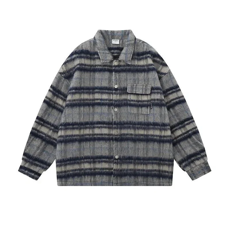 Aonga Plush Plaid Woolen Checked Jacket