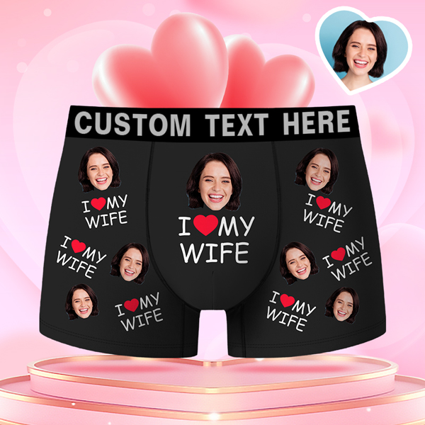 Valentine's Day Gifts Custom Face Men's Boxer Funny Face Gift For Boyfriend Style Underwear, Birthday Gifts For Husband, Waistband Text Boxer Gift artswardrobe