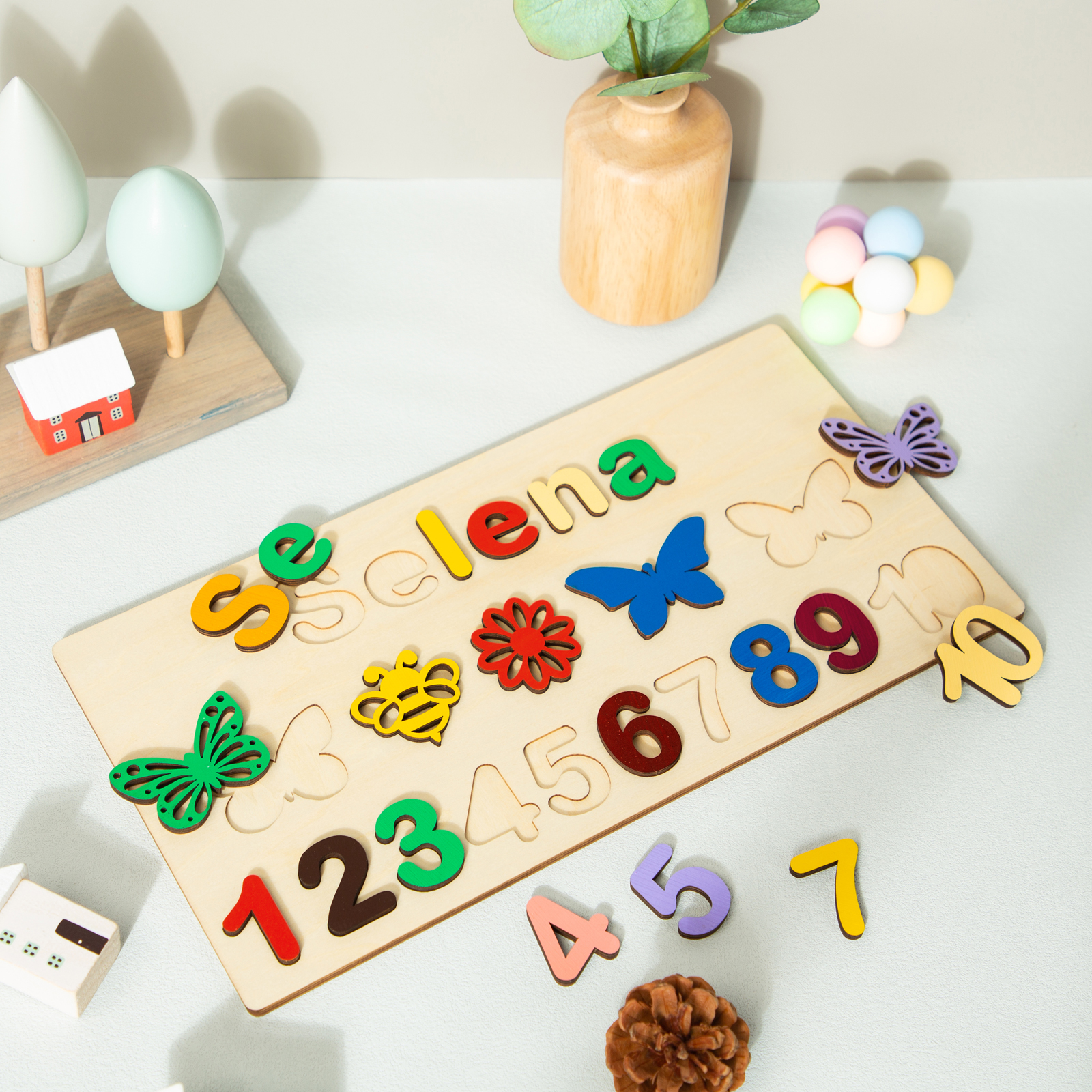 Personalized Kid's Wooden Name Alphabet Puzzle Toy for Toddlers Early