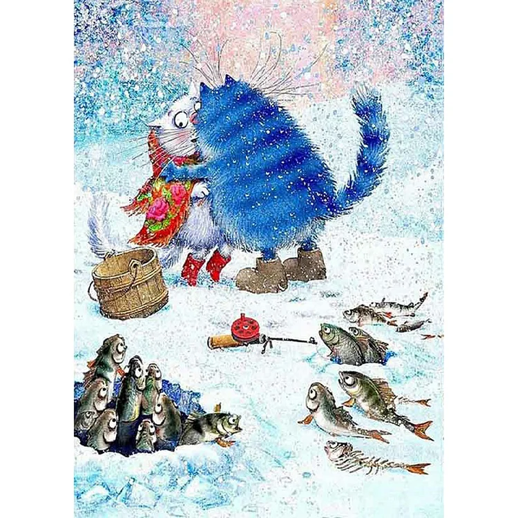 Cat Round Full Drill Diamond Painting 30X40CM(Canvas) gbfke