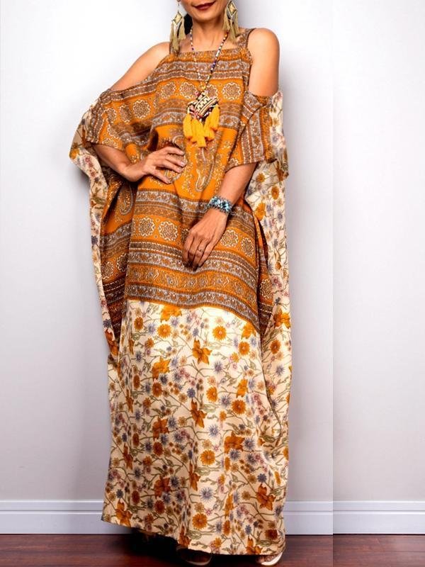 Bohemian Off-the-shoulder Style Robes Sling Ethnic Long Dress