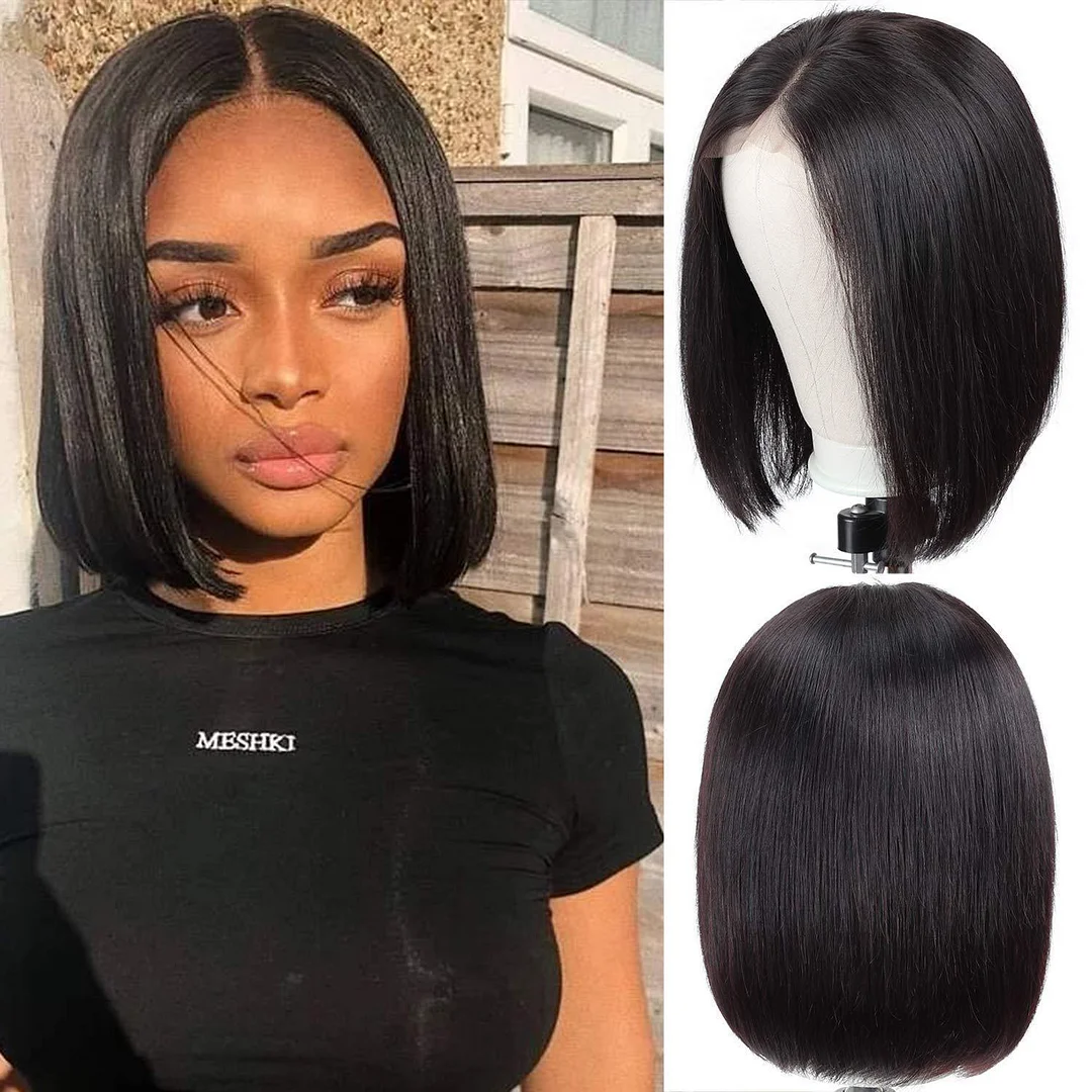 100% Human Hair  HD Lace Wig Bob Straight Wig