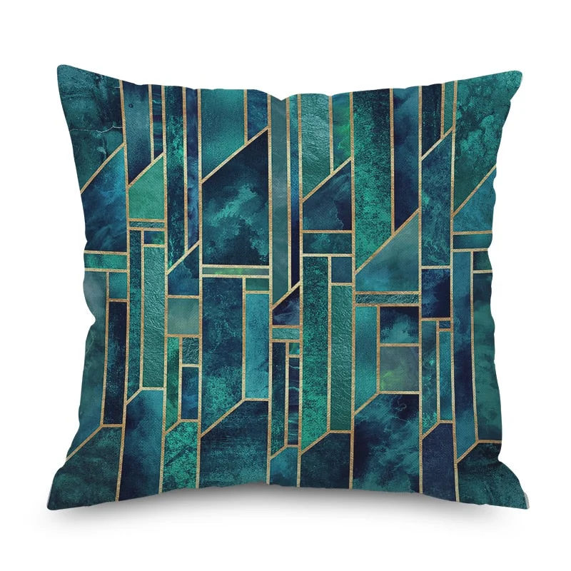 Nordic Marble Geometric Printed Cushion Cover Polyester Throw Pillow Cases for Sofa Car Black Home Decorative Pillowcase 45*45cm