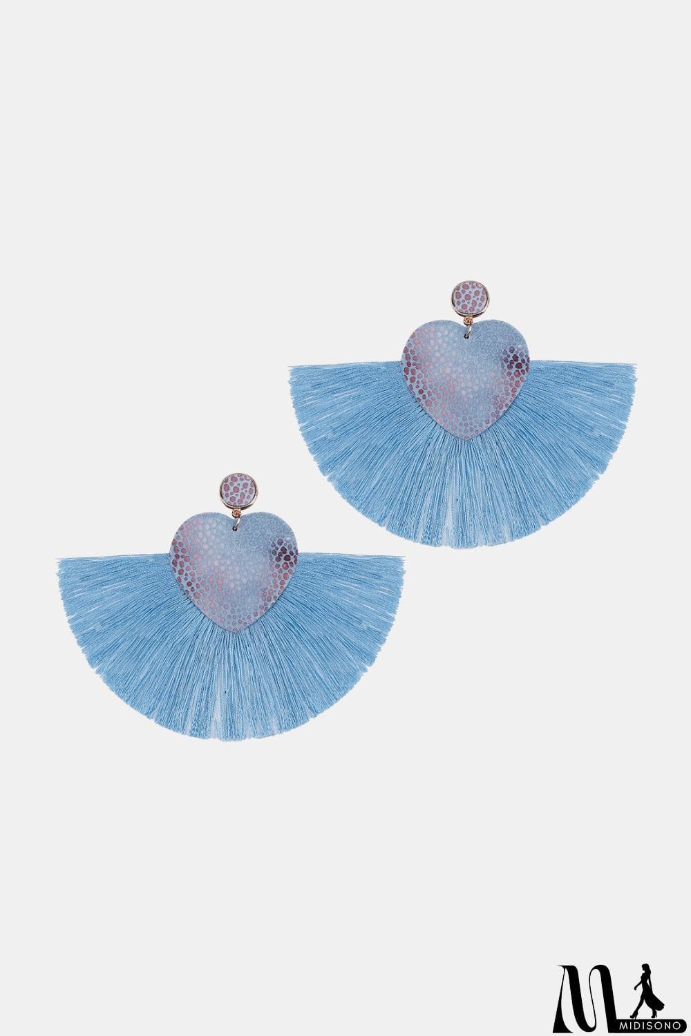 MidiSono - Heart Shape Fringed Dangle Earrings