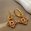 Creative Blue Red Painting Golden Earrings