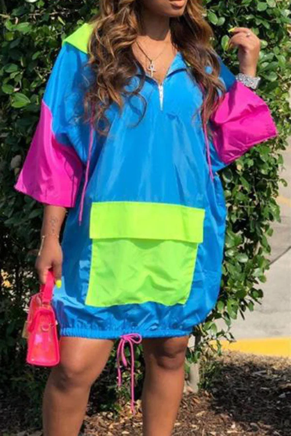 Colorful Color Block Mini Dress