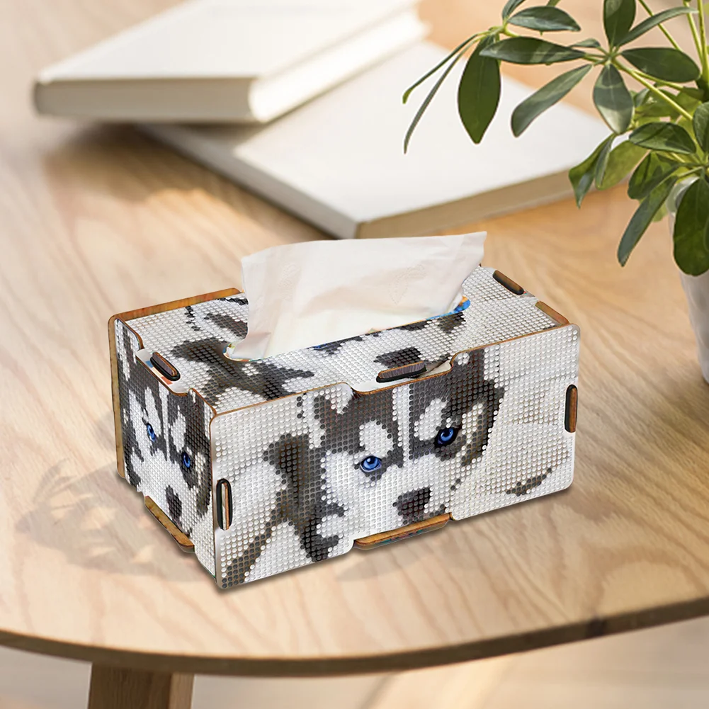 Diamond Painting Tissue Box Kits Decorative Rhinestone Craft Kit (Husky)