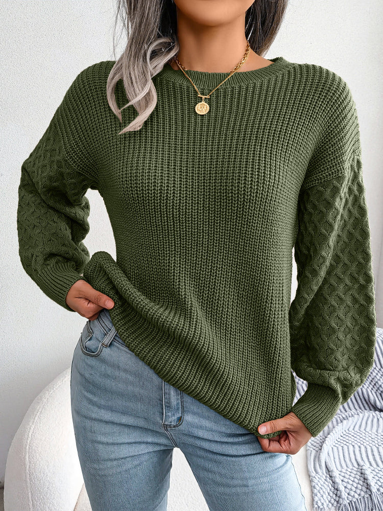 Women's Winter Solid Color Casual Long Sleeve Crew Neck Sweater