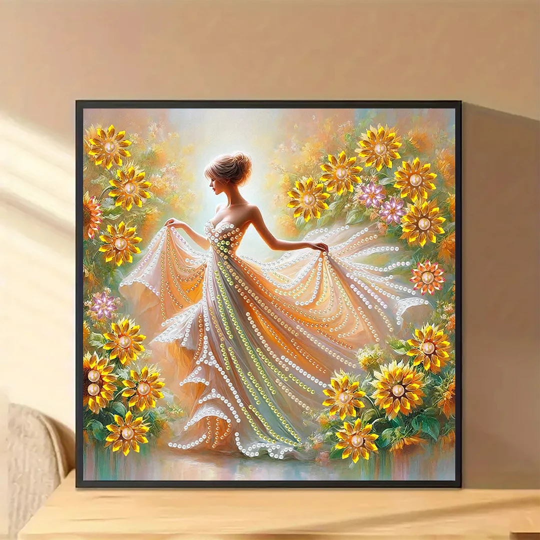 Diamond Painting - Partial Special Shaped Drill - Sunflower Girl(Canvas|30x30cm)