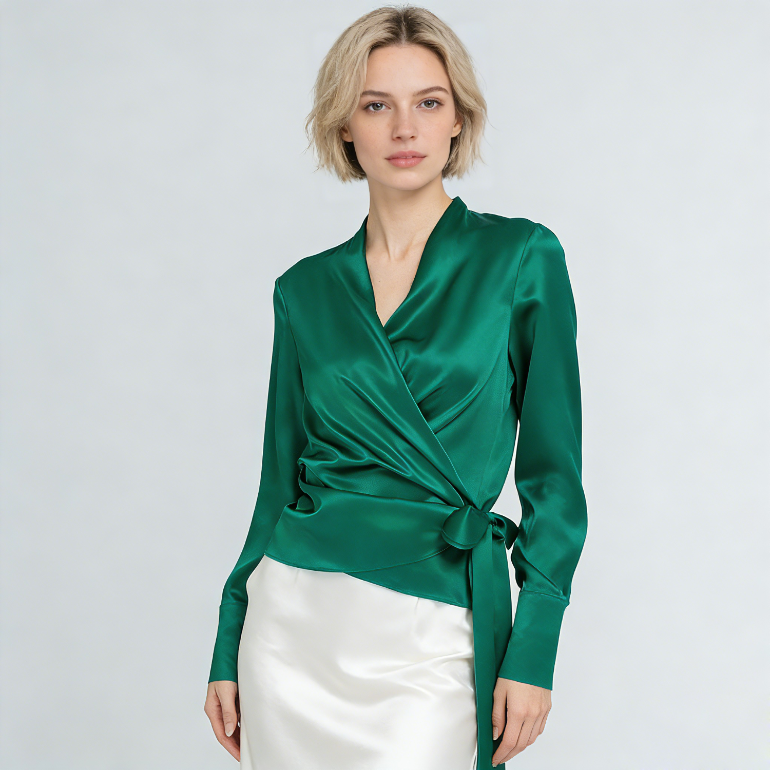 Women's Waist Strap Silk Blouse REAL SILK LIFE