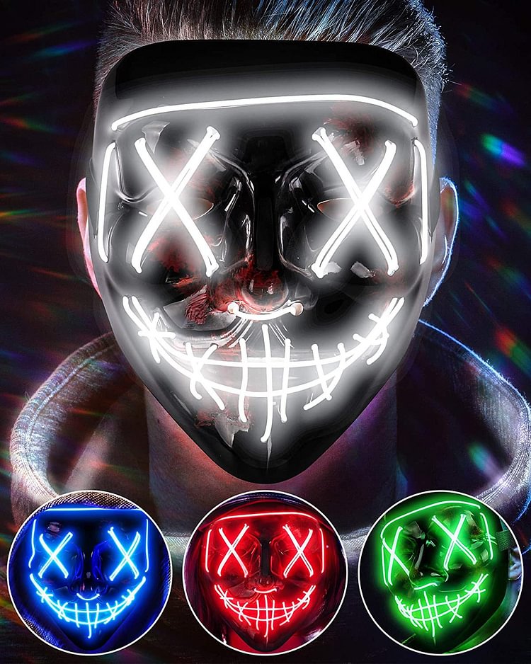 Halloween Mask Led Light Up Mask For Festival Cosplay Halloween Costume Masquerade Parties,carnival,gifts