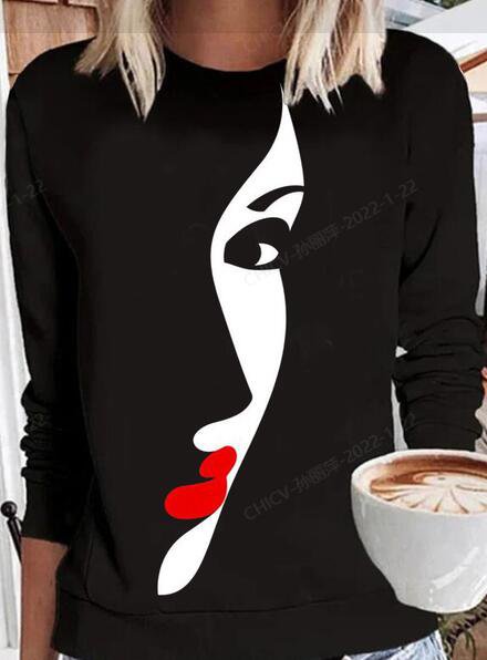 Crew Neck Abstract Shirts & Tops