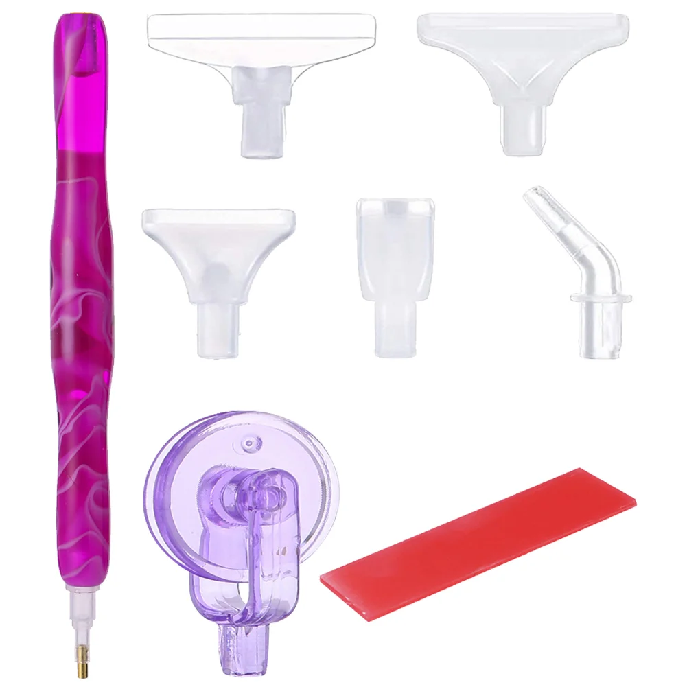 Resin 5D Diamond Painting Pen Kit with 5 Drill Pen Picking Heads and 1 Glue Clay